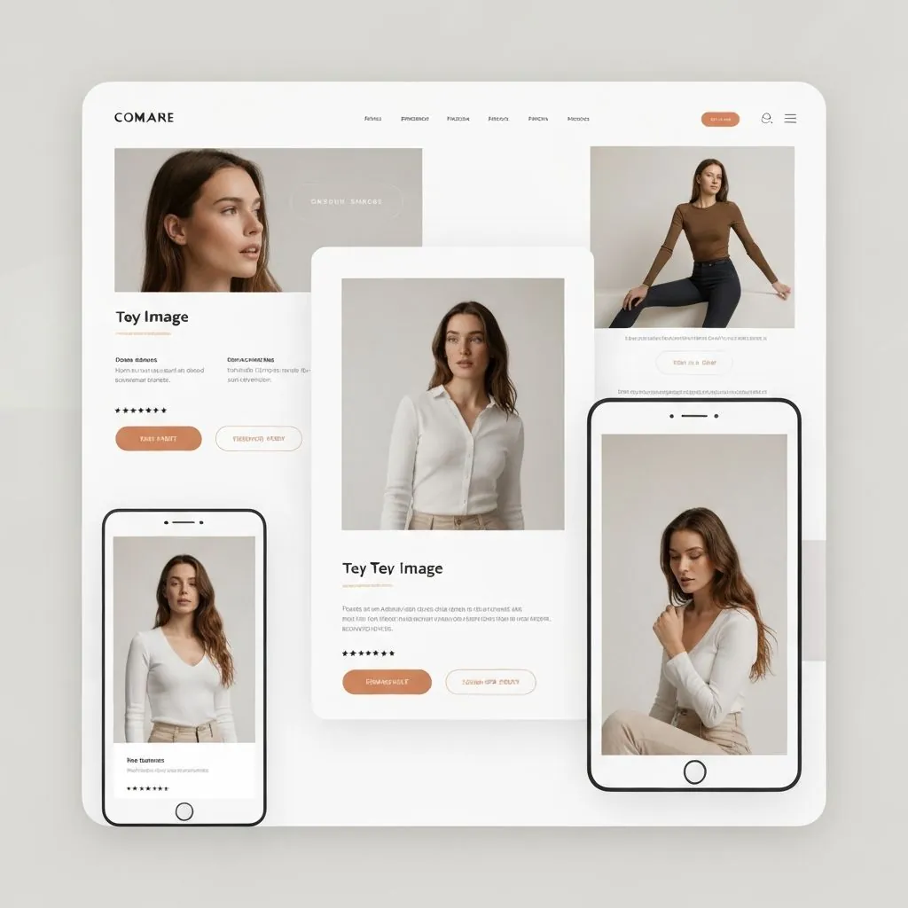 Mini e-commerce product page design with image gallery, product details panel, add-to-cart button, and related products section